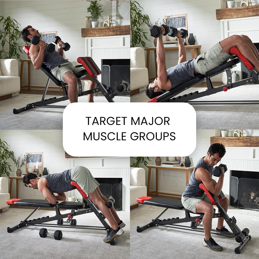 All-in-One Multi-Functional FID Weight Bench for Ultimate Body Workout – Hyper Back Extension, Roman Chair, Adjustable Ab Sit-Up, Incline/Decline/Flat Bench