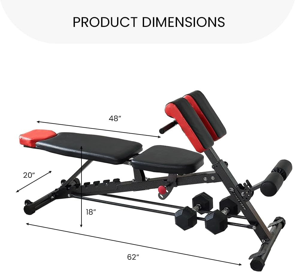 All-in-One Multi-Functional FID Weight Bench for Ultimate Body Workout – Hyper Back Extension, Roman Chair, Adjustable Ab Sit-Up, Incline/Decline/Flat Bench