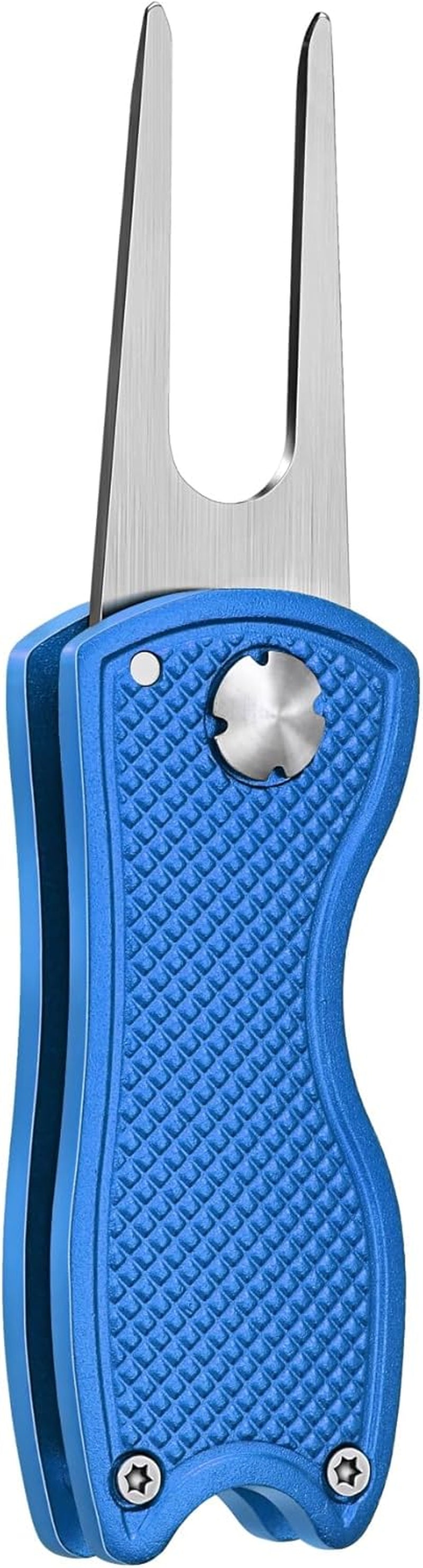 Premium All-Metal Foldable Golf Divot Repair Tool with Pop-Up Button & Magnetic Ball Marker - Available in 2-6 Pack