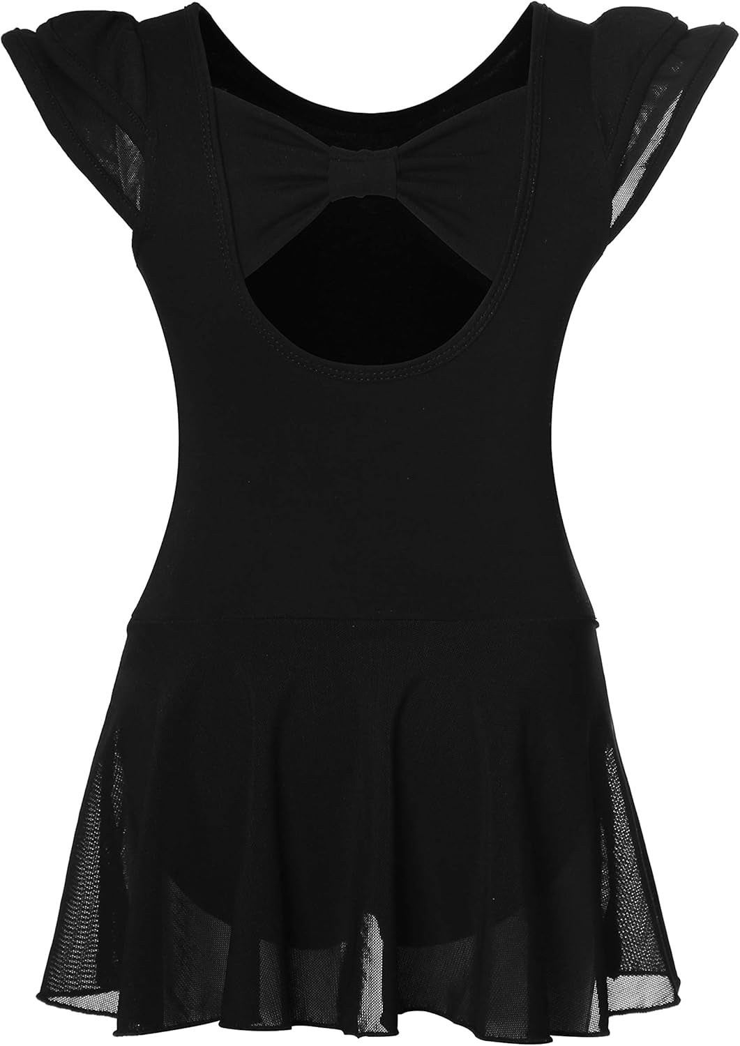 Girls’ Ballet Dance Leotards with Flutter Sleeve Petal Skirt and Bowknot Back