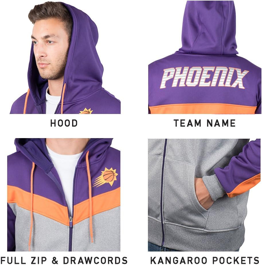 Men'S NBA Official Contrast Back Cut Full Zip Hoodie Sweatshirt
