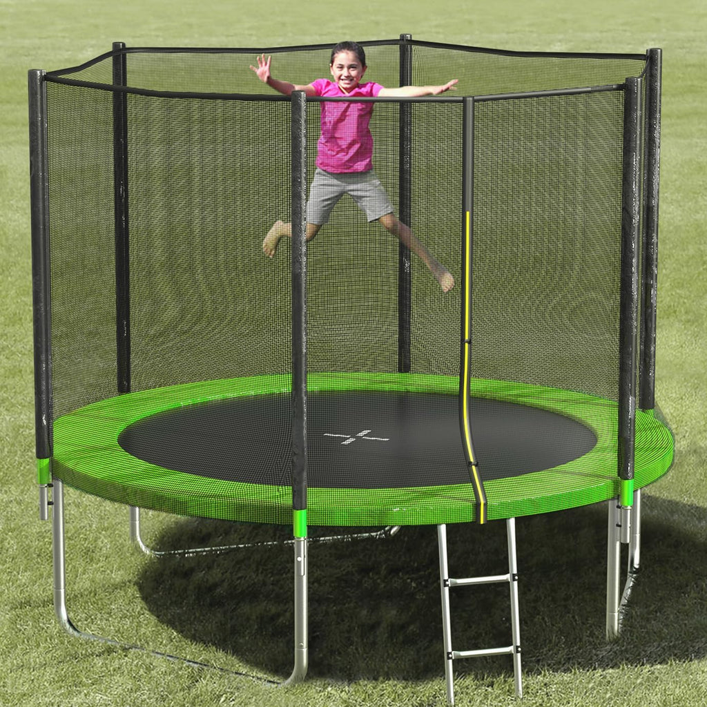 Trampoline 8FT 10FT 12FT 14FT 15FT Trampolines with Enclosure Net, 400LBS Outdoor Trampolines for Kids with Basketball Hoop-Astm Approved Trampoline for Children and Adults with Ladder